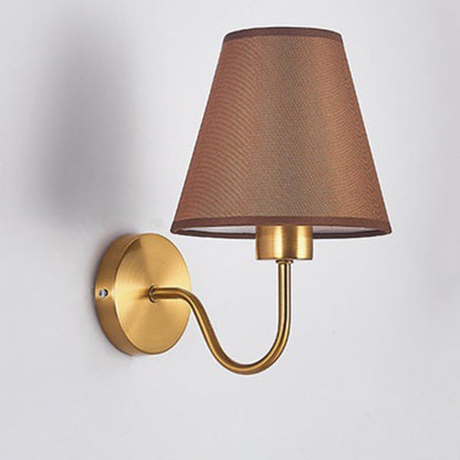 Vivolux | Zeitgenössische nordische runde gebogene Stangen-Eisen-Stoffschirm 1-Licht Wandleuchte Lampe für Wohnzimmer