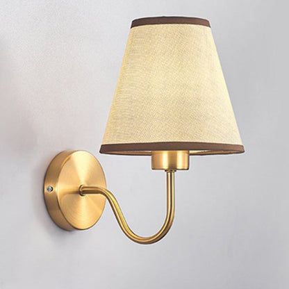 Vivolux | Zeitgenössische nordische runde gebogene Stangen-Eisen-Stoffschirm 1-Licht Wandleuchte Lampe für Wohnzimmer