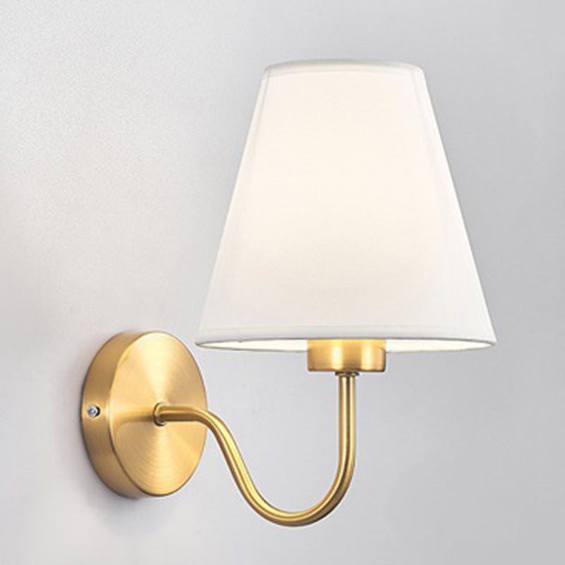 Vivolux | Zeitgenössische nordische runde gebogene Stangen-Eisen-Stoffschirm 1-Licht Wandleuchte Lampe für Wohnzimmer