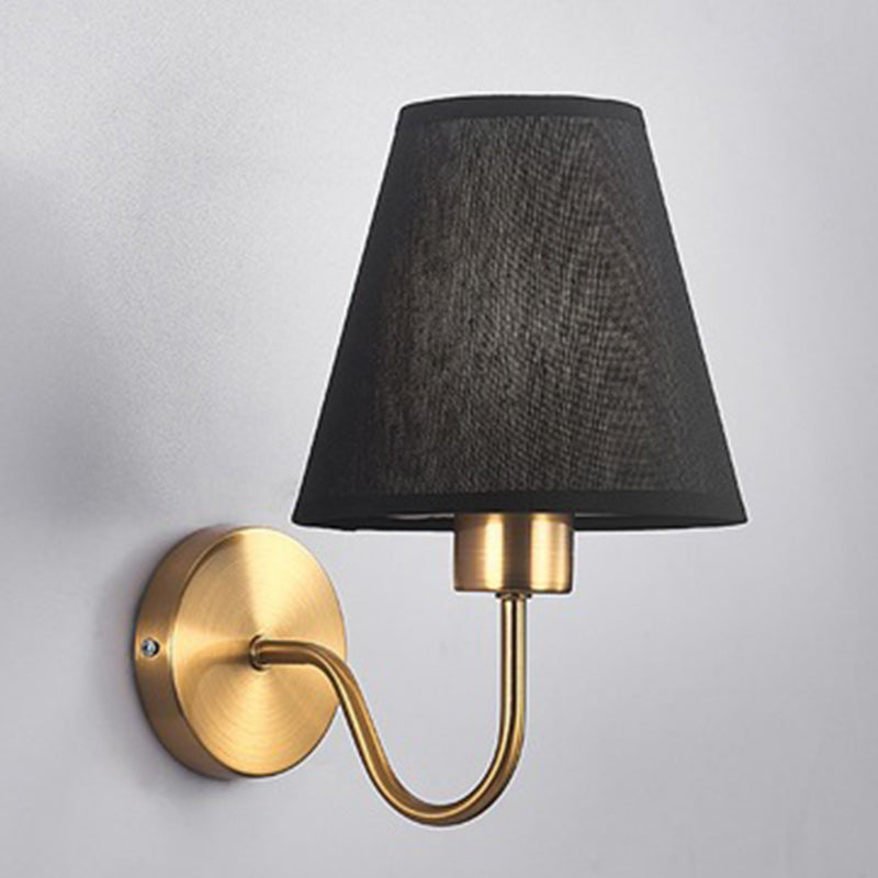 Vivolux | Zeitgenössische nordische runde gebogene Stangen-Eisen-Stoffschirm 1-Licht Wandleuchte Lampe für Wohnzimmer