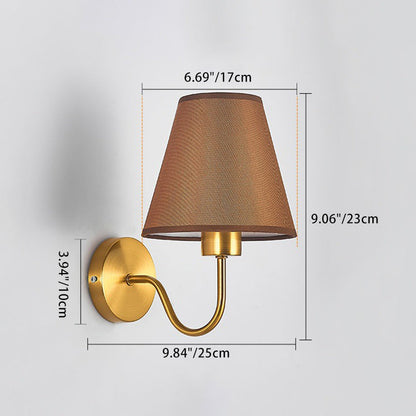 Vivolux | Zeitgenössische nordische runde gebogene Stangen-Eisen-Stoffschirm 1-Licht Wandleuchte Lampe für Wohnzimmer