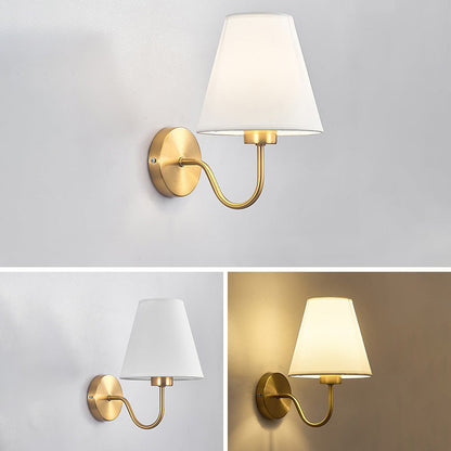 Vivolux | Zeitgenössische nordische runde gebogene Stangen-Eisen-Stoffschirm 1-Licht Wandleuchte Lampe für Wohnzimmer