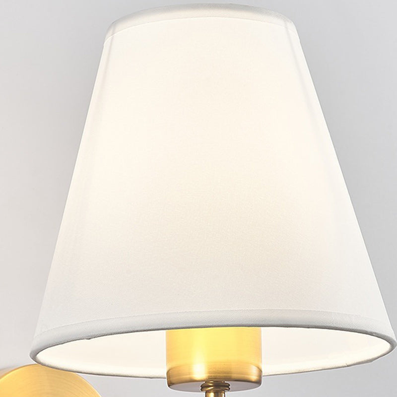 Vivolux | Zeitgenössische nordische runde gebogene Stangen-Eisen-Stoffschirm 1-Licht Wandleuchte Lampe für Wohnzimmer