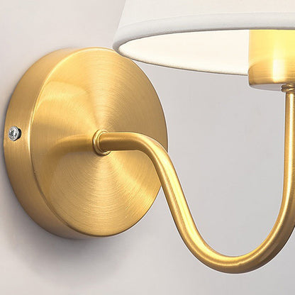 Vivolux | Zeitgenössische nordische runde gebogene Stangen-Eisen-Stoffschirm 1-Licht Wandleuchte Lampe für Wohnzimmer