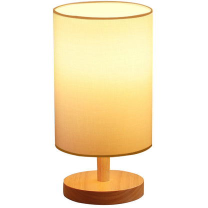 Vivolux | Traditionelle japanische Zylinder Holzstoff 1-Licht Tischlampe für das Wohnzimmer