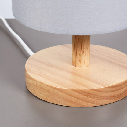 Vivolux | Traditionelle japanische Zylinder Holzstoff 1-Licht Tischlampe für das Wohnzimmer
