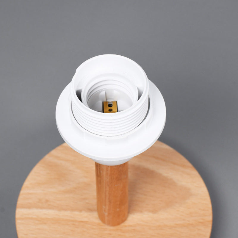 Vivolux | Traditionelle japanische Zylinder Holzstoff 1-Licht Tischlampe für das Wohnzimmer