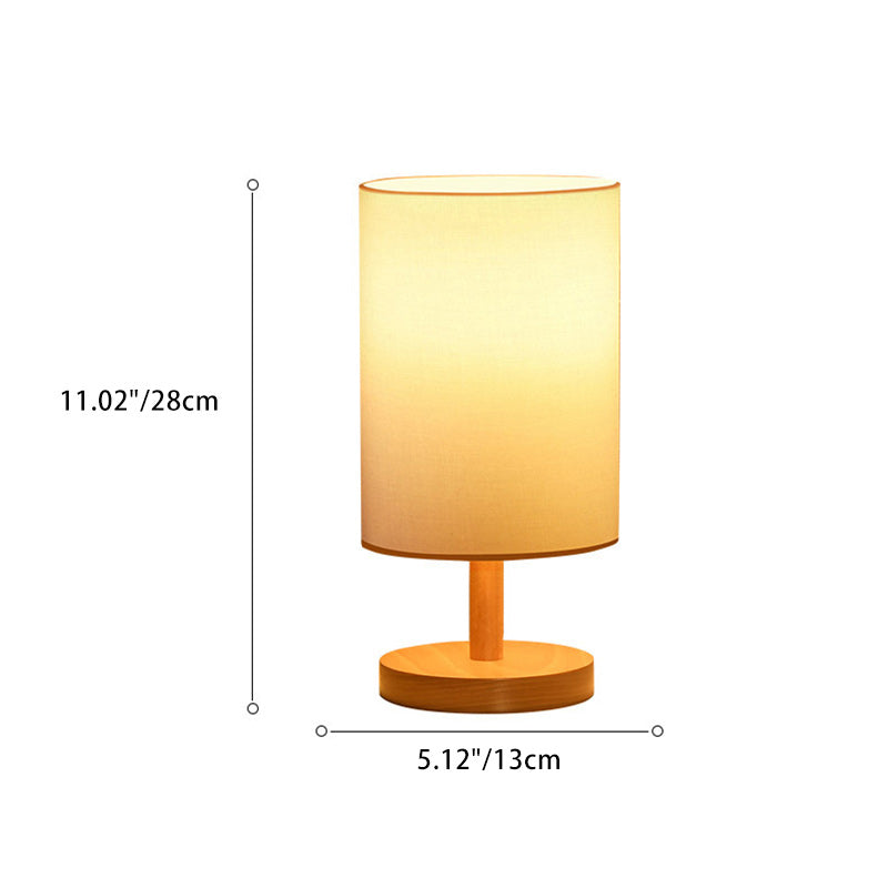 Vivolux | Traditionelle japanische Zylinder Holzstoff 1-Licht Tischlampe für das Wohnzimmer