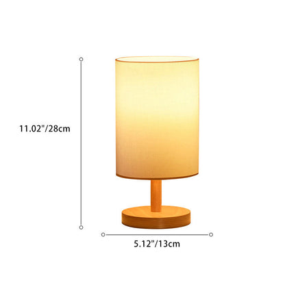 Vivolux | Traditionelle japanische Zylinder Holzstoff 1-Licht Tischlampe für das Wohnzimmer
