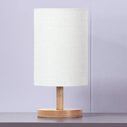 Vivolux | Traditionelle japanische Zylinder Holzstoff 1-Licht Tischlampe für das Wohnzimmer