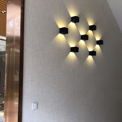 Vivolux | Moderne Minimalistische Wasserdichte Würfel Oben Unten Aluminium Glas Induktions-LED-Wandleuchte Lampen Für Schlafzimmer