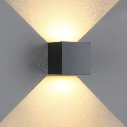 Vivolux | Moderne Minimalistische Wasserdichte Würfel Oben Unten Aluminium Glas Induktions-LED-Wandleuchte Lampen Für Schlafzimmer