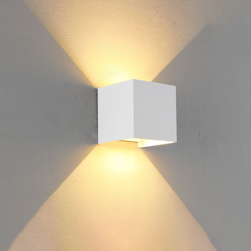 Vivolux | Moderne Minimalistische Wasserdichte Würfel Oben Unten Aluminium Glas Induktions-LED-Wandleuchte Lampen Für Schlafzimmer