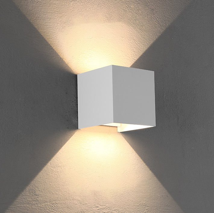 Vivolux | Moderne Minimalistische Wasserdichte Würfel Oben Unten Aluminium Glas Induktions-LED-Wandleuchte Lampen Für Schlafzimmer