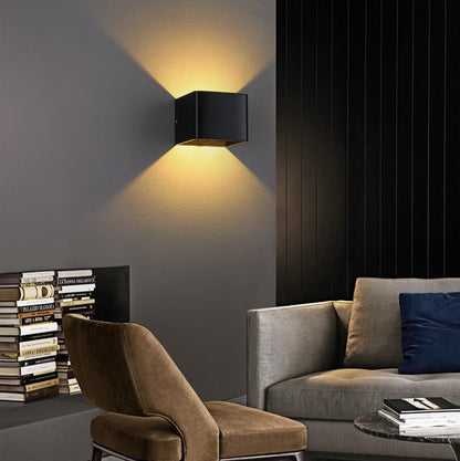Vivolux | Moderne Minimalistische Wasserdichte Würfel Oben Unten Aluminium Glas Induktions-LED-Wandleuchte Lampen Für Schlafzimmer