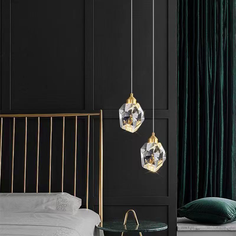 Vivolux | Luxus Diamant Würfel Kristall Eisen LED Pendelleuchte Für Schlafzimmer