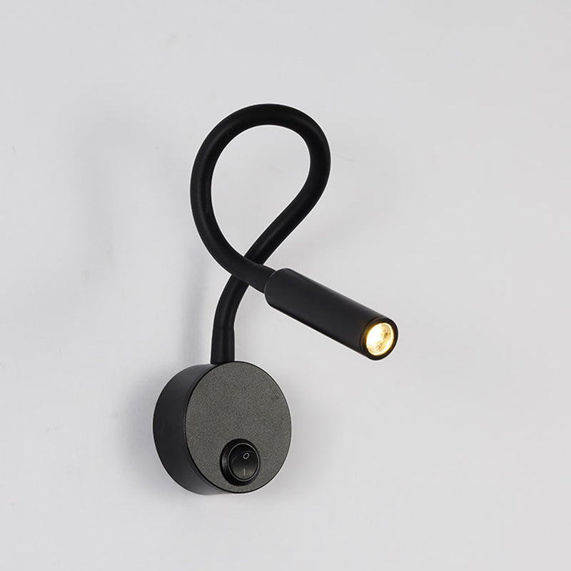 Modern Minimalist Eisen Rund Flexibel Biegung Schlauch LED Leselampe Wand Sconce Lampe Für Schlafzimmer