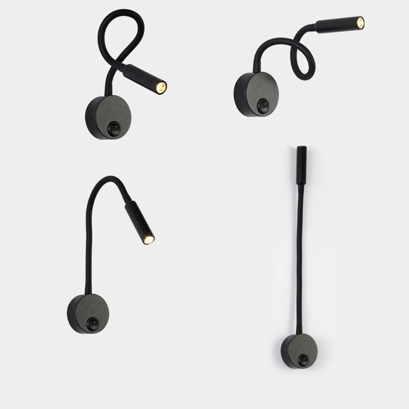 Modern Minimalist Eisen Rund Flexibel Biegung Schlauch LED Leselampe Wand Sconce Lampe Für Schlafzimmer