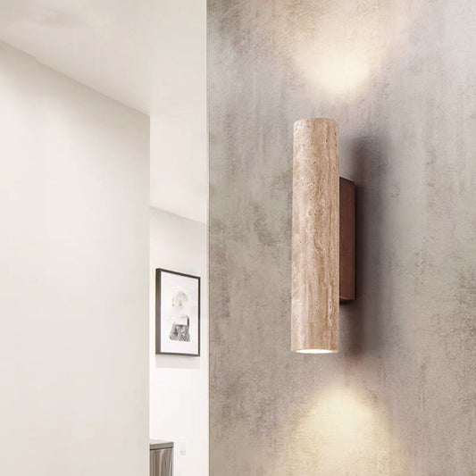 Vivolux | Nordivea Travertin-Wandleuchte | Skandinavisches Design | 2-flammig | Holz & Travertin