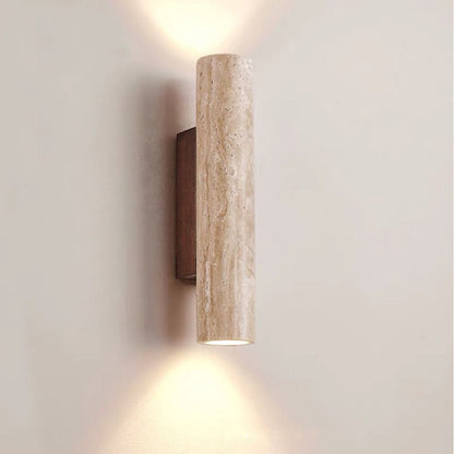 Vivolux | Nordivea Travertin-Wandleuchte | Skandinavisches Design | 2-flammig | Holz & Travertin