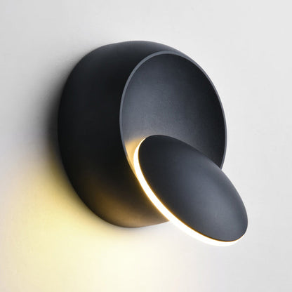 Vivolux | Zeitgenössische nordische Eisenrunde Eclipse drehbare LED Wandleuchte für Nachttisch