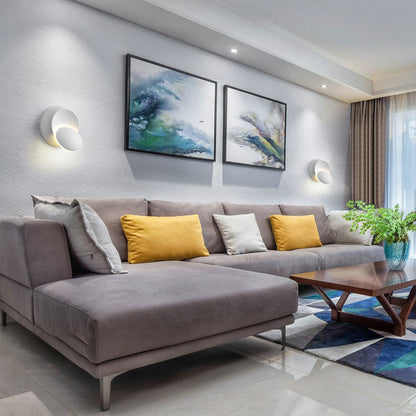 Vivolux | Zeitgenössische nordische Eisenrunde Eclipse drehbare LED Wandleuchte für Nachttisch