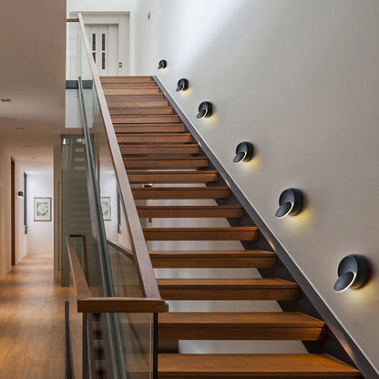 Vivolux | Zeitgenössische nordische Eisenrunde Eclipse drehbare LED Wandleuchte für Nachttisch