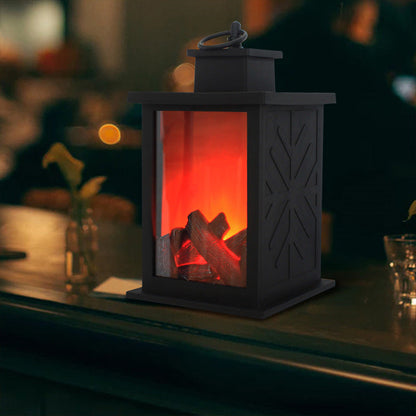 Vivolux | Zeitgenössische Retro ABS Simulierte Flamme Kamin Runde Batterie Rechteckige LED Tischlampe Für Wohnzimmer