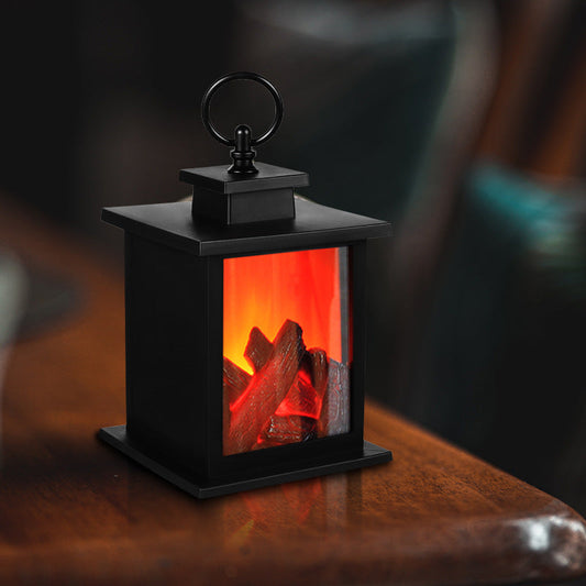 Vivolux | Zeitgenössische Retro ABS Simulierte Flamme Kamin Runde Batterie Rechteckige LED Tischlampe Für Wohnzimmer