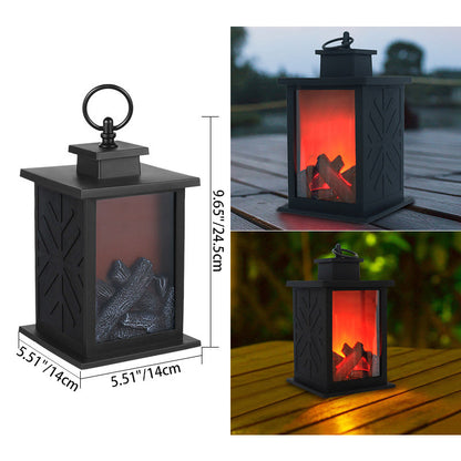 Vivolux | Zeitgenössische Retro ABS Simulierte Flamme Kamin Runde Batterie Rechteckige LED Tischlampe Für Wohnzimmer