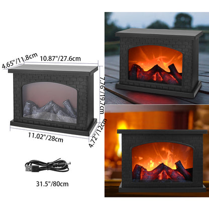 Vivolux | Zeitgenössische Retro ABS Simulierte Flamme Kamin Runde Batterie Rechteckige LED Tischlampe Für Wohnzimmer