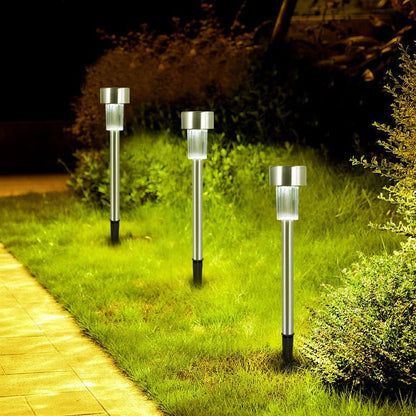 Vivolux | Moderne Einfachheit Solar wasserdichte Edelstahl Zylinder LED Landschaftsbeleuchtung Außenlicht für den Garten