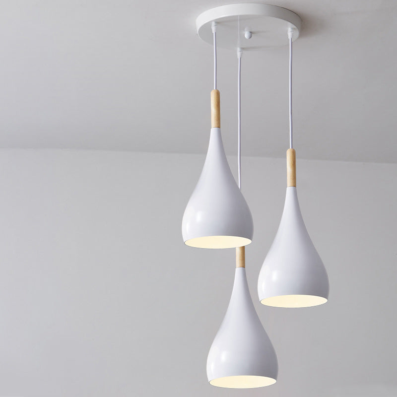 Vivolux | nordische Eisen Holz Aluminium Kürbis Wasser Tropfen 1-Licht Pendelleuchte für Esszimmer