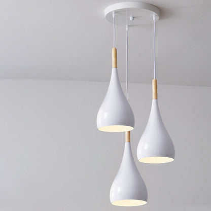 Vivolux | nordische Eisen Holz Aluminium Kürbis Wasser Tropfen 1-Licht Pendelleuchte für Esszimmer