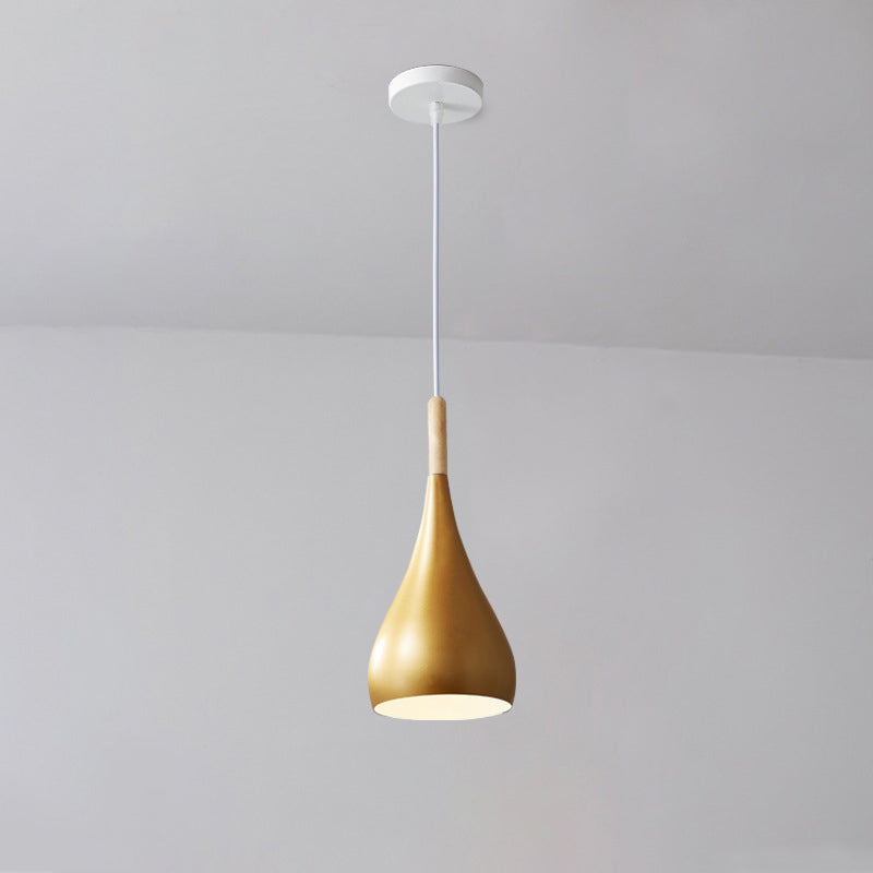 Vivolux | nordische Eisen Holz Aluminium Kürbis Wasser Tropfen 1-Licht Pendelleuchte für Esszimmer