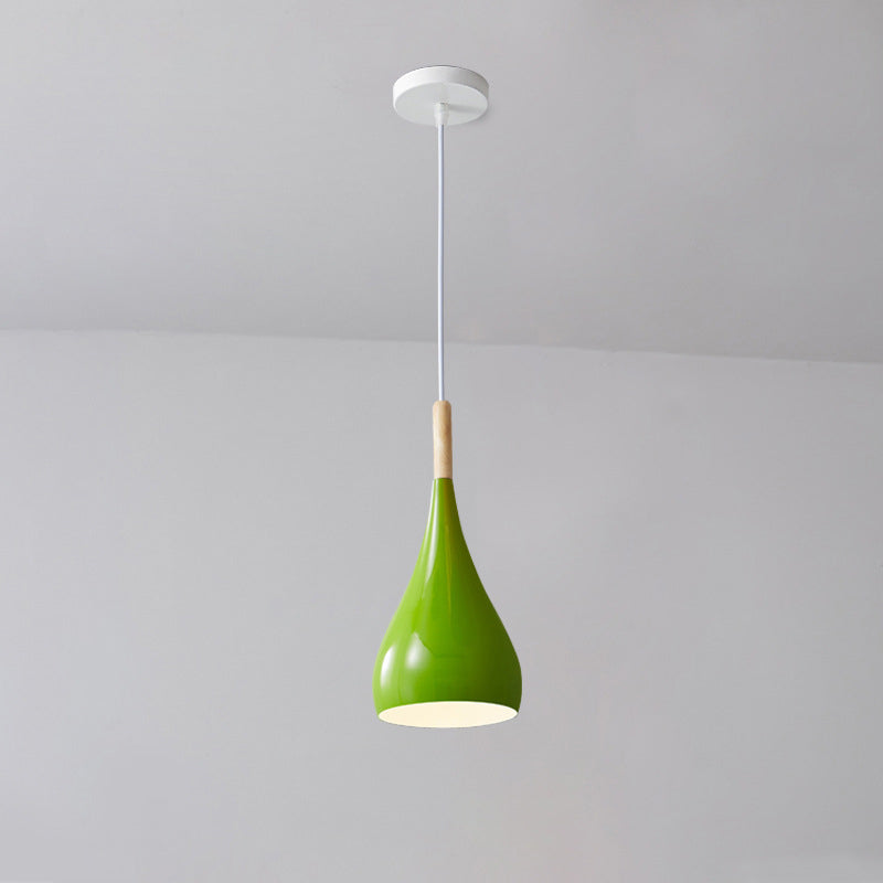 Vivolux | nordische Eisen Holz Aluminium Kürbis Wasser Tropfen 1-Licht Pendelleuchte für Esszimmer