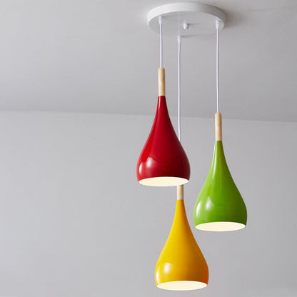 Vivolux | nordische Eisen Holz Aluminium Kürbis Wasser Tropfen 1-Licht Pendelleuchte für Esszimmer