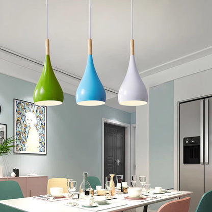 Vivolux | nordische Eisen Holz Aluminium Kürbis Wasser Tropfen 1-Licht Pendelleuchte für Esszimmer