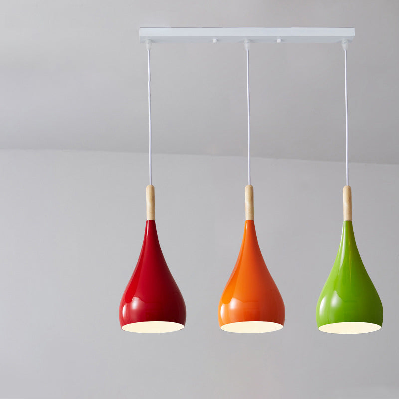 Vivolux | nordische Eisen Holz Aluminium Kürbis Wasser Tropfen 1-Licht Pendelleuchte für Esszimmer