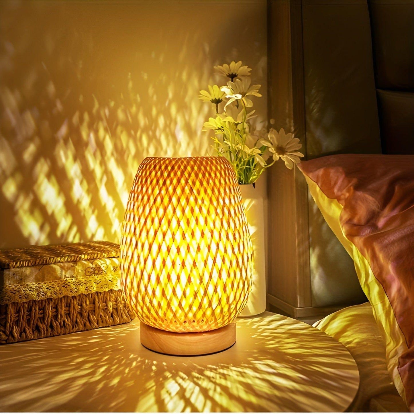 Vivolux | Aura Lampe - Bambus USB-betriebene Tischlampe für das Schlafzimmer