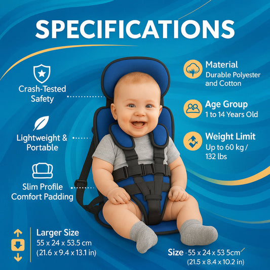 Vivolux | Booster-Sitz Sicherheitsgeschirr Gepolsterter Reise-Autositz Tragbar Slim Kompakt