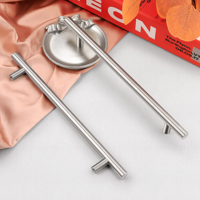 Vivolux | Gebürstetes Nickel Moderne Edelstahl Schubladenbeschläge T-Bar Griffe