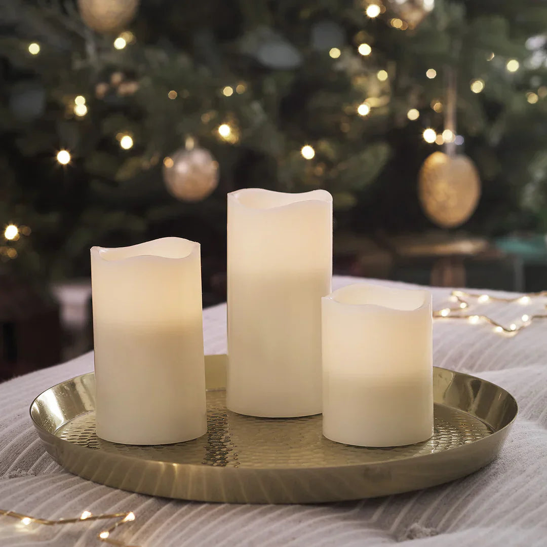Vivolux | Set mit 3 hohen flammenlosen Wachs-LED-Kerzen