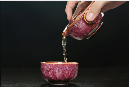 Vivolux | Keramisches Gaiwan-Set kuai ke Teeset Camping Kung Fu Teeset 1 Teekanne 1 Tasse Reise-Teekanne Kaffeetasse Wasserbecher Bürokessel Trinkgeschirr