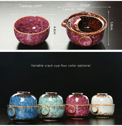 Vivolux | Keramisches Gaiwan-Set kuai ke Teeset Camping Kung Fu Teeset 1 Teekanne 1 Tasse Reise-Teekanne Kaffeetasse Wasserbecher Bürokessel Trinkgeschirr