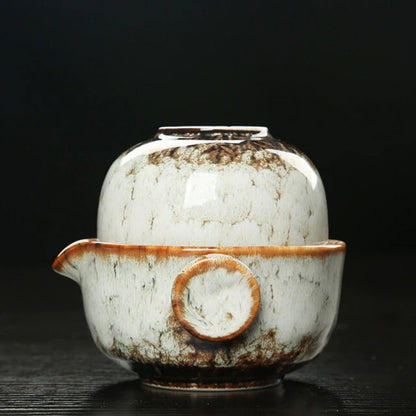 Vivolux | Keramisches Gaiwan-Set kuai ke Teeset Camping Kung Fu Teeset 1 Teekanne 1 Tasse Reise-Teekanne Kaffeetasse Wasserbecher Bürokessel Trinkgeschirr