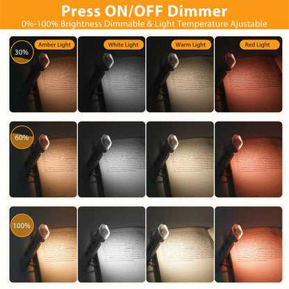 Vivolux | Clip-on Buchlicht, USB wiederaufladbares Leselicht mit Timer, tragbares LED-Lesezeichenlicht für Nachttisch & Schreibtisch