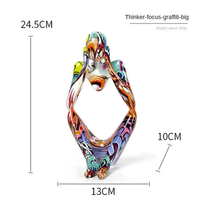 Vivolux | Bunte Graffiti Abstracte Harz Handgemachte Kunstwerke Skulptur Denker Figurine Statue Heimdekoration Innenraum Büro Schreibtisch Ornamente