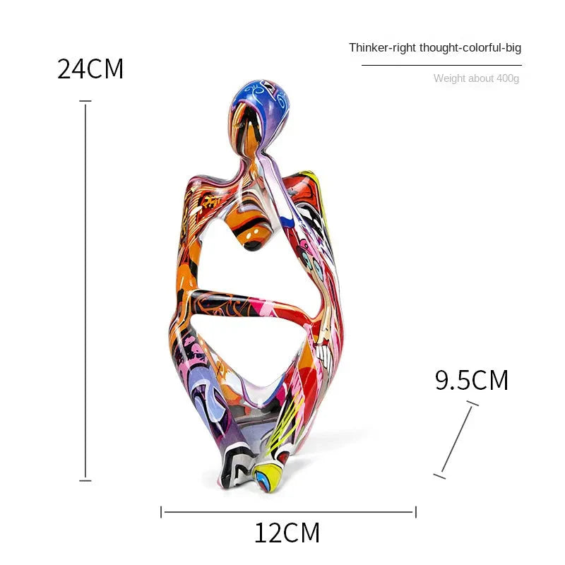 Vivolux | Bunte Graffiti Abstracte Harz Handgemachte Kunstwerke Skulptur Denker Figurine Statue Heimdekoration Innenraum Büro Schreibtisch Ornamente