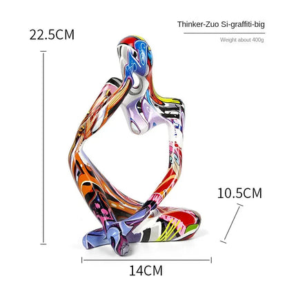 Vivolux | Bunte Graffiti Abstracte Harz Handgemachte Kunstwerke Skulptur Denker Figurine Statue Heimdekoration Innenraum Büro Schreibtisch Ornamente